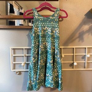 <3/$20> Old Navy Girls Green Floral Skater Dress